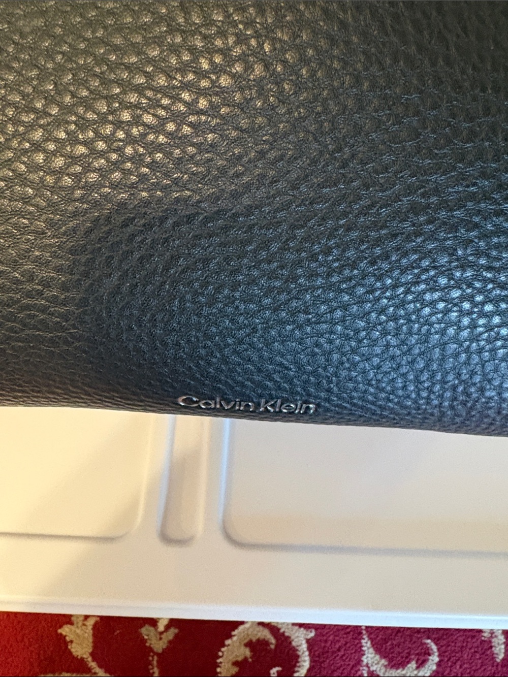 Calvin Klein Black Pebbled PU Leather Top-Handle Garnet Tote - Picture 10 of 15